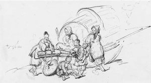 Oriental Figures Before A Cart — George Chinnery