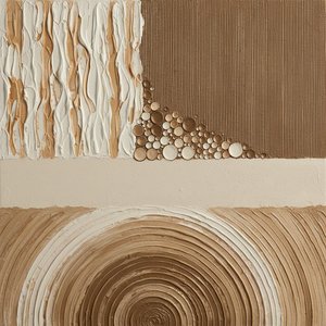 Monolithic Echoes Of Earthly Rings In Sculptural Cream And Umber Relief — David Moreau, Plaster & Texture Art