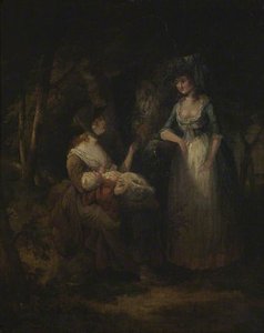 Two Women With A Baby Conversing In A Wood