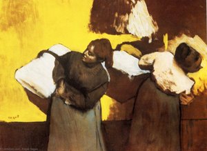 Laundresses Carrying Linen In Town — Hilaire-germain-edgar Degas