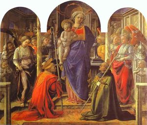 Virgin And Child Surrounded By Angels With St. Frediano And St. Augustine (the Barbadori Altarpiece) — Filippo Di Tommaso Lippi, Early Renaissance