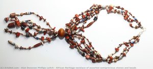 African Heritage necklace of assorted semiprecious stones and beads