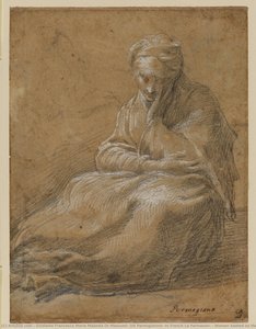 Woman Seated On The Ground/woman Holding A Distaff\n\nwoman Seated On The Ground (recto) — Girolamo Francesco Maria Mazzola Or Mazzuoli, Dit Parmigianino (in French Le Parmesan), Early Mannerism