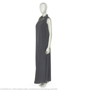 Evening Dress Of Gunmetal Grey Silk Faille — Pierre Cardin
