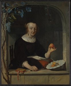 A Woman Seated At A Window — Gabriel Metsu