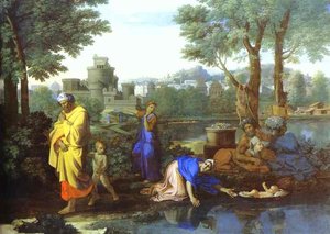 El Bebé Moisés Salvado Del Río — Nicolás Poussin