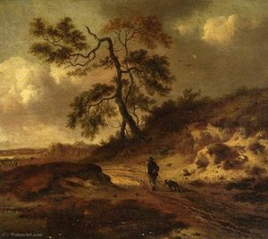 Landscape With A Man And A Dog — Jan Jansz Wijnants
