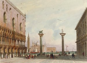 The Columns Of San Marco And San Teodoro With The San Giorgio Maggiore Beyond, Venice — Carl (friedrich Heinrich) Werner