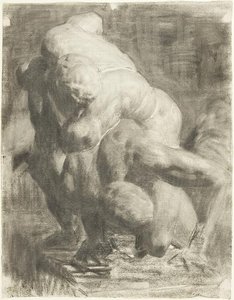 Two Male Figures Wrestling — Thomas Pollock Anshutz