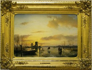 Winter Landscape - — Andreas Schelfhout, Romanticism