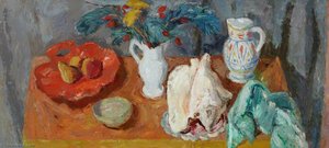 Still Life With Green Cloth — Sir William George Gillies, Cubist Still Life