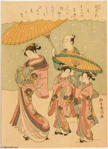 Courtesan Walking In The Snow — Suzuki Harunobu