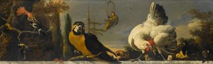 Birds on a Balustrade, Melchior d"Hondecoeter, c. 1680 - c. 1690