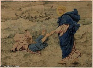 Sketch Of Christ Walking On Water — Richard Dadd