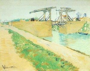 Langlois Bridge At Arles With Road Alongside The Canal, The — Vincent Willem Van Gogh, Post-impressionism