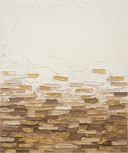 Ethereal Horizon Of Gilded Earth And Sculptural Cream Impasto Monolith — David Moreau, Contemporary Abstract