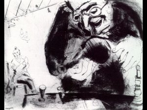 Pliushkin Treats Tchtchikov — Marc Chagall, Expressionism