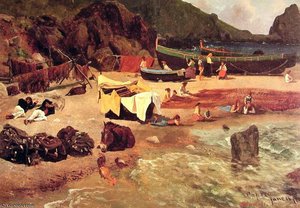 Fishing Boats At Capri — Albert Bierstadt