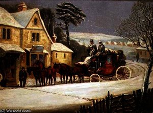 Winter Scene with the Royal Mail Halted at an Inn