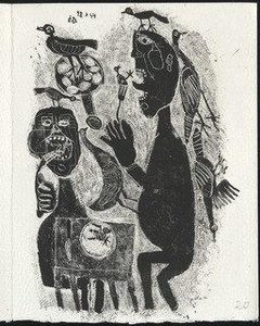 Mangeurs D'oiseaux From Matière Et Mémoire Ou Les Lithographies À L'école — Jean Philippe Arthur Dubuffet