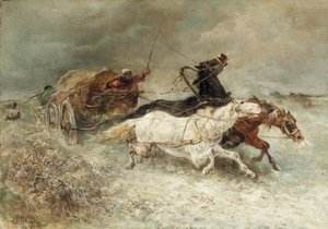 Wallachian Wagon Under Attack — Adolf Schreyer