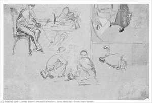 Four Sketches (from Sketchbook) — James Abbott Mcneill Whistler, Impressionism