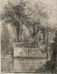 Lattice Work And Reflecting Pool At Arcueil — Jean-baptiste Oudry
