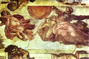 The Creation Of The Sun And Moon — Michelangelo Buonarroti, High Renaissance