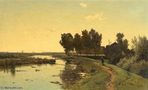 Walking Along A Dutch Canal — Paul Joseph Constantin Gabriel, Impressionism