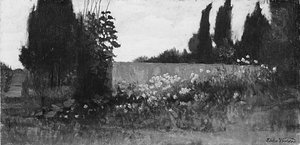 Cypress And Poppies — Elihu Vedder