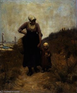 Mother and Child on a Path by the Sea