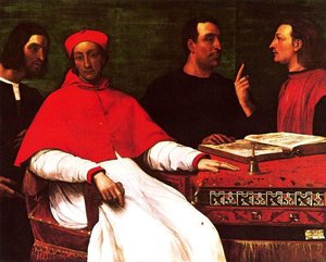 Portrait Of Cardinal Bandinelli Saudi, His Secretary And Two Geographers — Sebastiano Del Piombo
