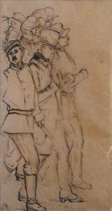 Study For The Painting 'departure Of The Soldiers' (central Group) — Alfred Dehodencq