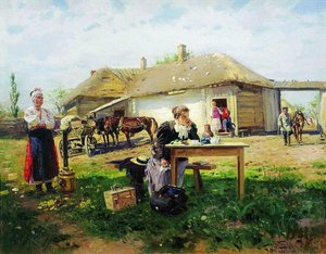 Arrival Of A School Mistress In The Countryside — Wladimir Jegorowitsch Makowski