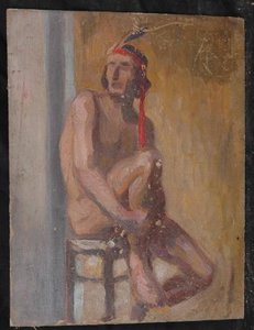 Académie Masculine, Un Indien Nu Assis — Valentine Reyre