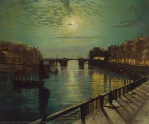 Whitby Harbor By Moonlight — John Atkinson Grimshaw, Pre-raphaelite