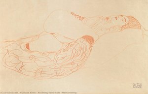 Reclining Semi-nude (masturbating) — Gustav Klimt, Art Nouveau