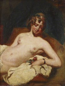 Half-figure Of A Reclining Female Nude On Her Side — William Etty
