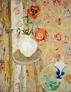 Poppies And Cretonne Cloth — Sir William George Gillies