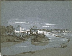 River With A Mill — Jean-baptiste Oudry