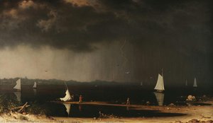 Thunder Storm On Narragansett Bay — Martin Johnson Heade, Luminist Landscape Painting