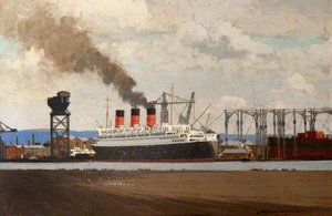 Fitting Out Rms 'queen Mary' At Clydebank, 1936 — Norman Wilkinson