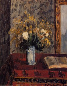 Vase Of Flowers, Tulips And Garnets — Camille Pissarro, Impressionism