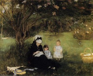Beneath The Lilac At Maurecourt — Berthe Morisot, Impressionist Movement