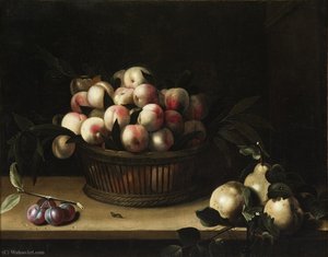 Basket Of Peaches, With Quinces, And Plums — Louise Moillon