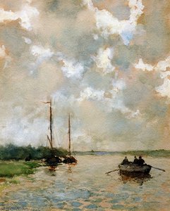 Rowing On The River — Johan Hendrik Weissenbruch