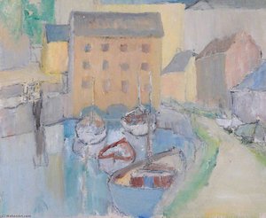 Harbour With Six Boats — Margaret Sidney Davies
