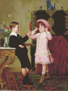 Two Children Playing Dress Up — Albert Roosenboom