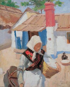 Peasant Girl Bringing Basket — Adolf Fényes