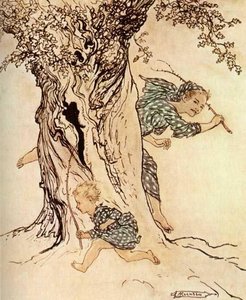 How He Strained And Panted To Catch On That Pursuing Person — Arthur Rackham